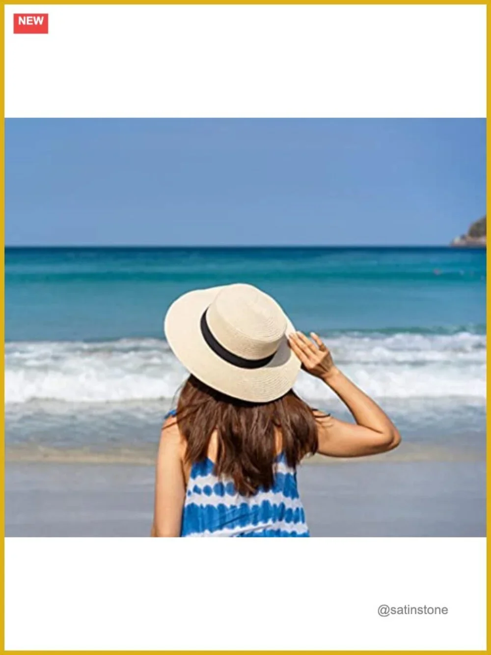 Wide Brim Straw Boater Sun Hat Foldable Packable Beach Hat